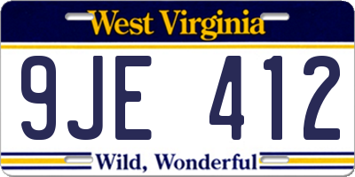 WV license plate 9JE412