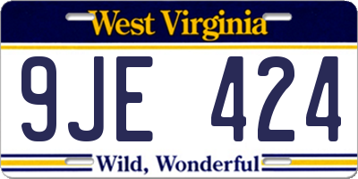 WV license plate 9JE424