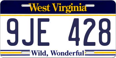 WV license plate 9JE428