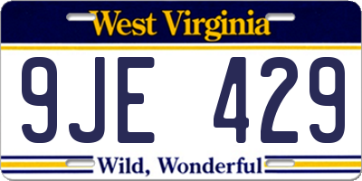 WV license plate 9JE429