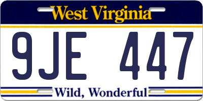 WV license plate 9JE447