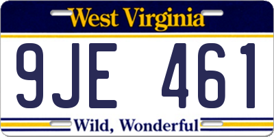 WV license plate 9JE461