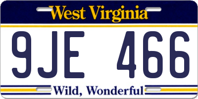WV license plate 9JE466