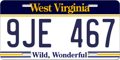 WV license plate 9JE467