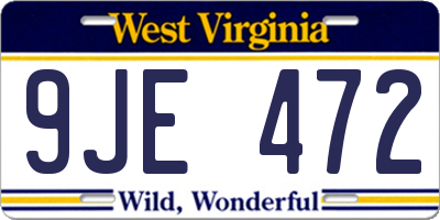 WV license plate 9JE472