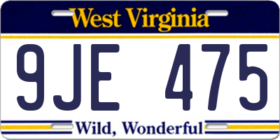WV license plate 9JE475