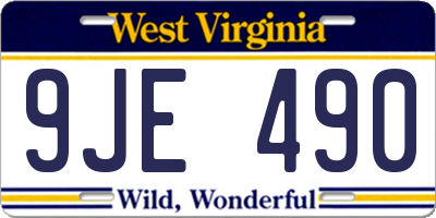 WV license plate 9JE490