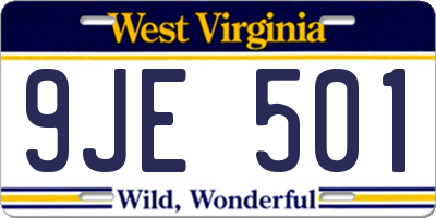 WV license plate 9JE501