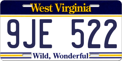WV license plate 9JE522