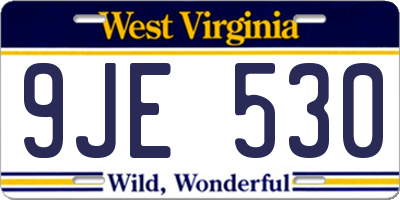 WV license plate 9JE530