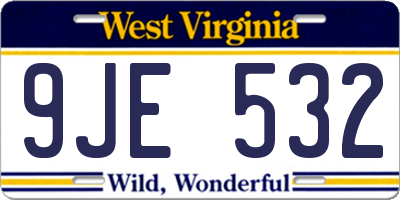 WV license plate 9JE532