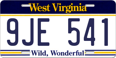 WV license plate 9JE541
