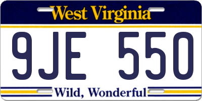 WV license plate 9JE550