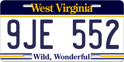 WV license plate 9JE552