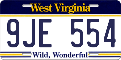 WV license plate 9JE554