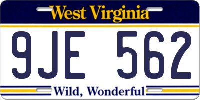 WV license plate 9JE562