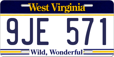 WV license plate 9JE571