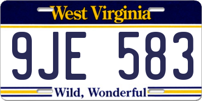 WV license plate 9JE583