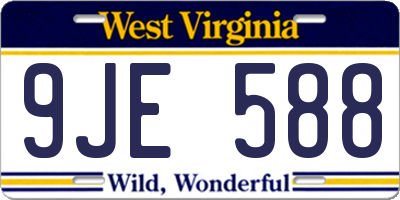 WV license plate 9JE588