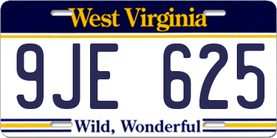 WV license plate 9JE625