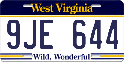 WV license plate 9JE644
