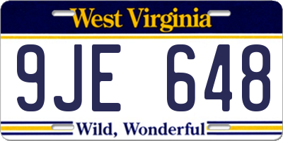 WV license plate 9JE648