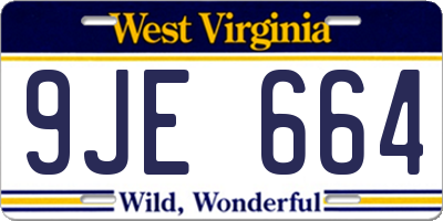 WV license plate 9JE664