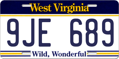 WV license plate 9JE689