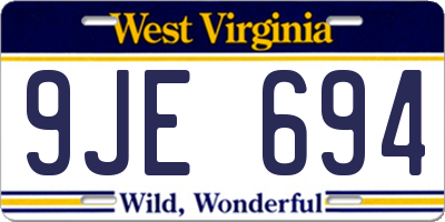 WV license plate 9JE694