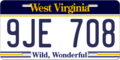 WV license plate 9JE708