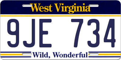 WV license plate 9JE734