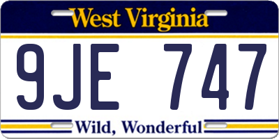 WV license plate 9JE747