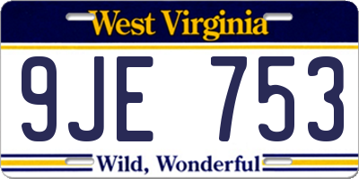 WV license plate 9JE753