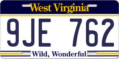 WV license plate 9JE762