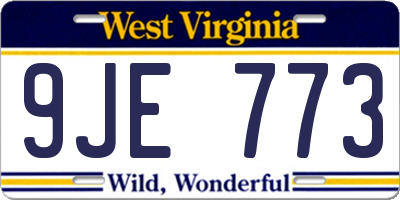 WV license plate 9JE773