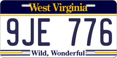 WV license plate 9JE776