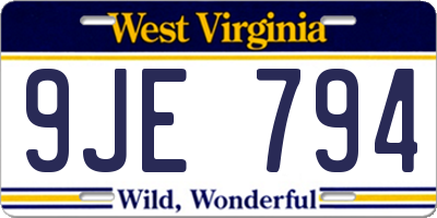 WV license plate 9JE794