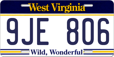 WV license plate 9JE806