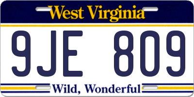 WV license plate 9JE809
