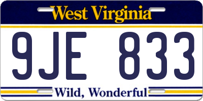 WV license plate 9JE833