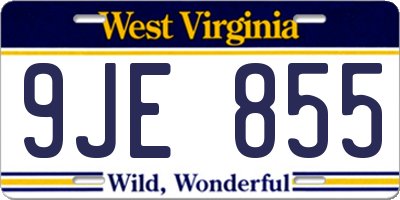 WV license plate 9JE855
