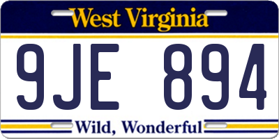 WV license plate 9JE894