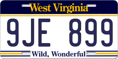 WV license plate 9JE899