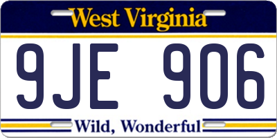 WV license plate 9JE906