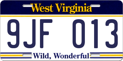 WV license plate 9JF013