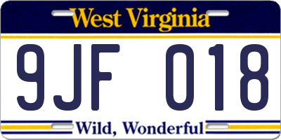 WV license plate 9JF018