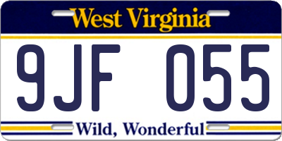 WV license plate 9JF055