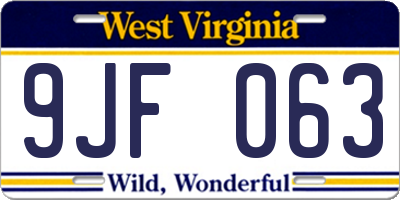 WV license plate 9JF063