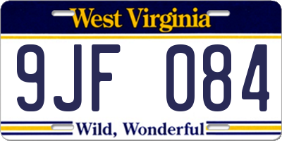 WV license plate 9JF084