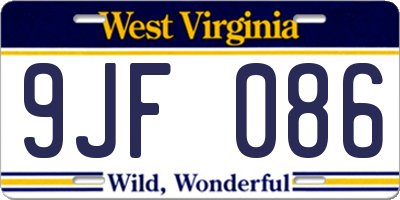 WV license plate 9JF086